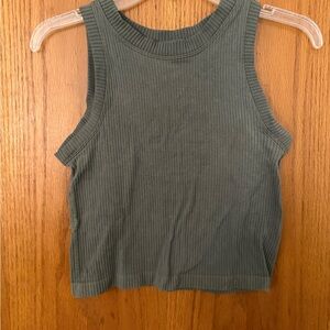 Aura Ribbed Tank Top in Forest Green